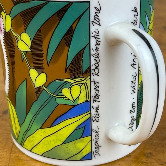 Vintage San Diego Zoo Tropical Rain Forest Tiger Frog Cockatoo Coffee Mug - Picture 7 of 10